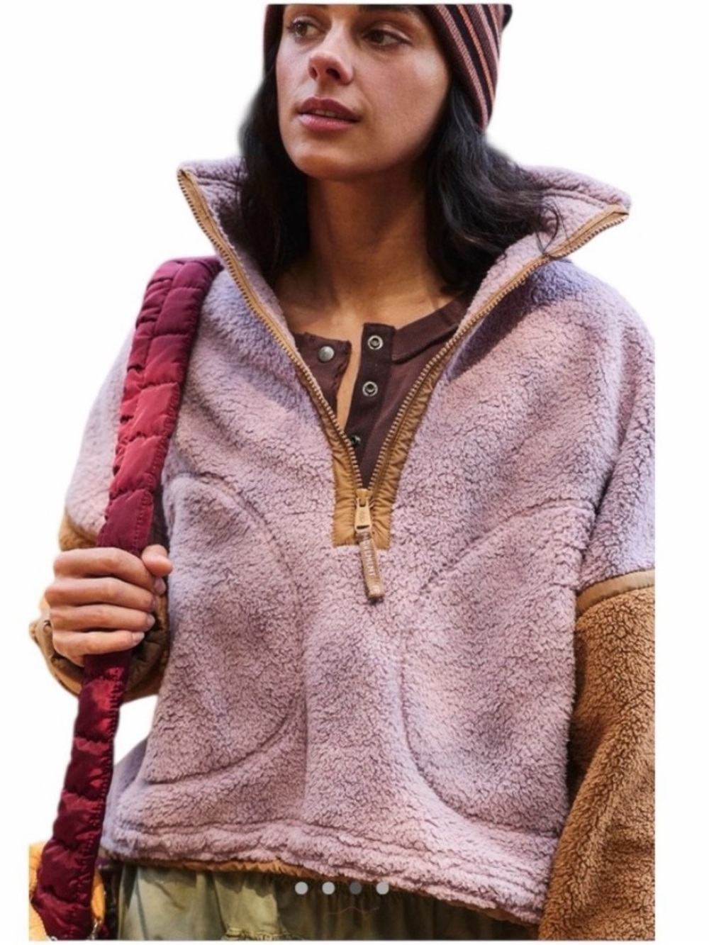 NWT Free People FP Movement Mountain High Half Zip Fleece XS OVERSIZED